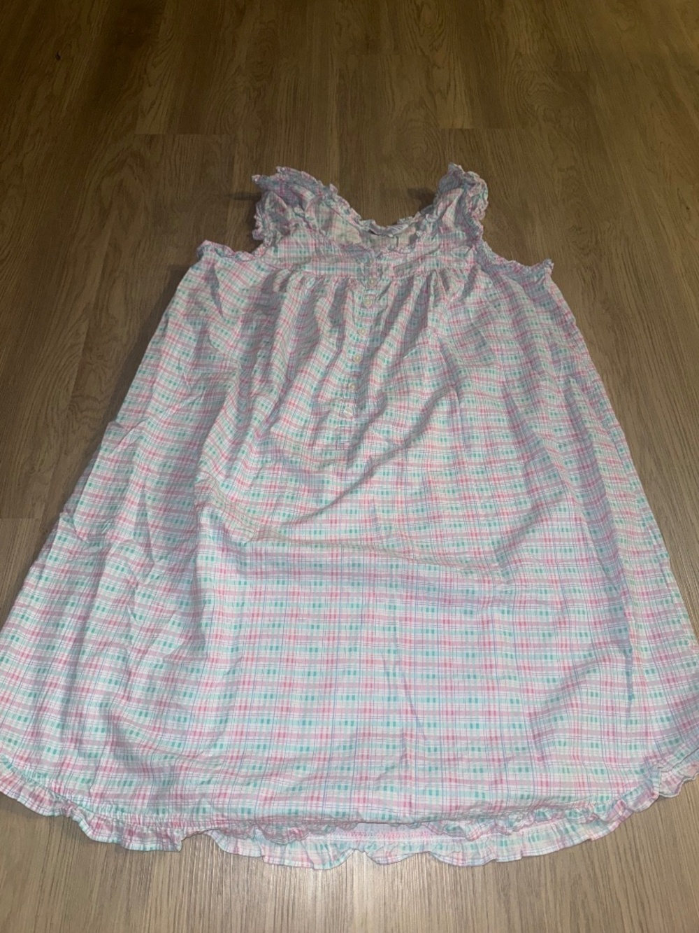 Coquette Pastel Plaid Babydoll Nightgown Cottagecore Fairycore Ruffle Lounge